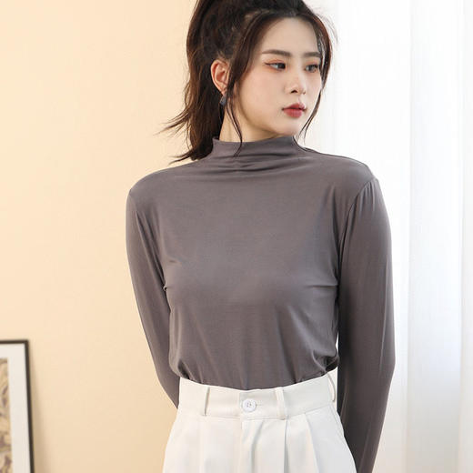 【买一送一】椰油美肤衣简约又高级 椰油八色半高领面膜打底衫莫代尔亲肤高弹修身长袖面膜衣秋冬打底内搭体恤衫 商品图6