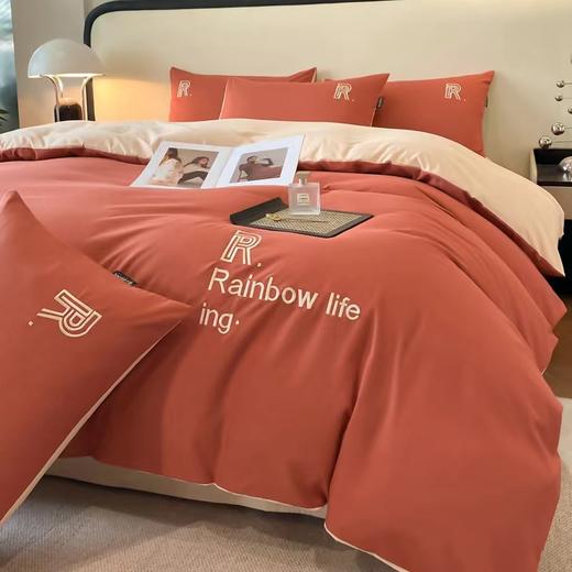 彼加曼 活性彩锦棉拼绣四件套橘红200*230cm BGM-T2411 商品图4