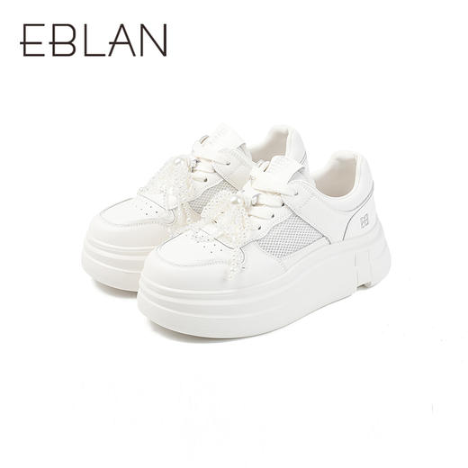 伊伴夏季小白鞋可爱少女感蝴蝶结珠串网纱运动鞋B25321306 商品图4