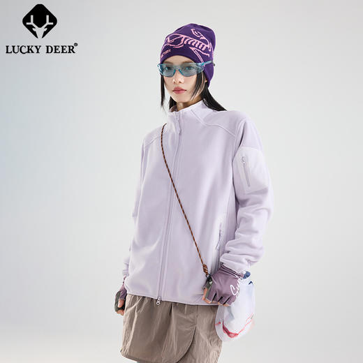 【秋冬新品！88元秒杀！】LUCKY DEER幸运鹿秋冬季时尚摇粒绒开衫外套户外轻保暖外套 商品图5