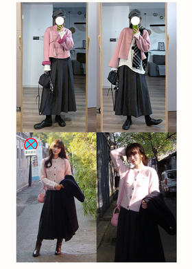 原单selfwho精裁羊毛百褶半身裙101502