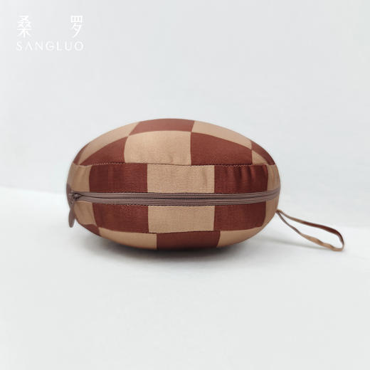 复古格调桑罗经典摩卡格纹二合一100%桑蚕丝旅行真丝眼罩颈枕 商品图2