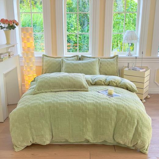 彼加曼 6D全消光皮草绒保暖四件套-豆绿200*230cm BGM-T2536 商品图4