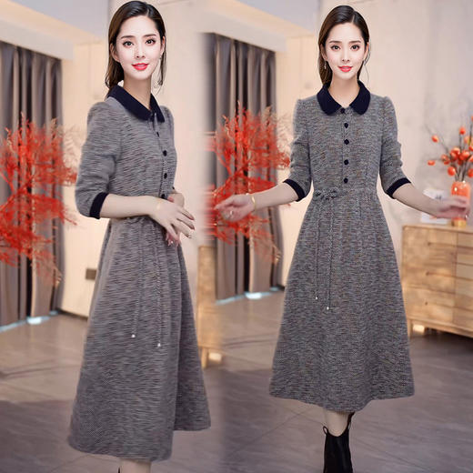 QYM 25PB55-Y连衣裙针织厚款保暖中长款A字裙 商品图3