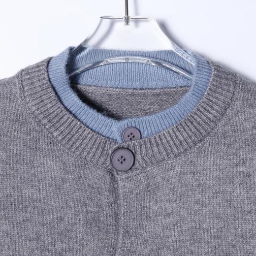 72111SDSA男士秋冬新款痞帅男装极简风撞色拼接假两件毛衣开衫针织衫 商品图2