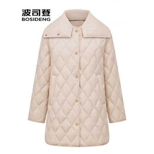 波司登2025秋新款中长款女士鹅绒小香风可拆卸领羽绒服B250134156 商品图1