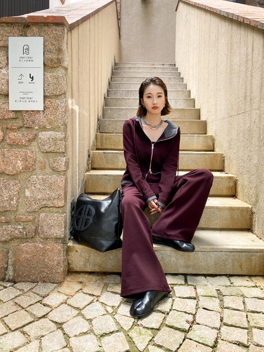 SZ3AL70_魏紫色_裤子_春秋_高腰松紧腰垂感针织阔腿_高级女装_BERNIEELEN 伯妮斯茵 商品图0