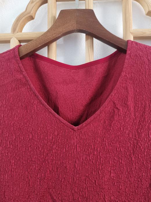 仅一件！XL码【断码清仓】重皱桑蚕丝重工刺绣中国风红色刺绣长款开衫复古宽松两件套连衣裙ZFYY013 商品图3