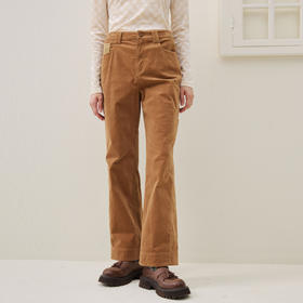 谜底直筒裤长裤2025年冬季新品长复古拼接不对称口袋女254MK1644