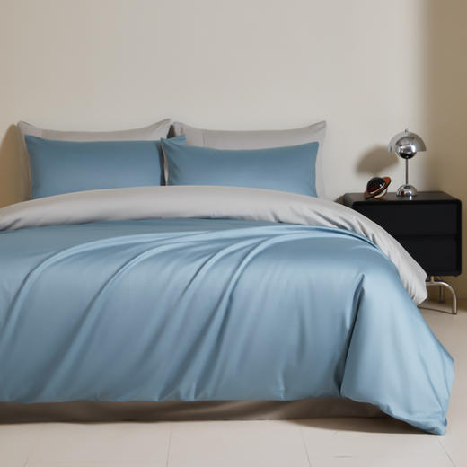 俞兆林 全棉100支长绒棉四件套静谧蓝+烟墨灰2米 YZL-24088 商品图4