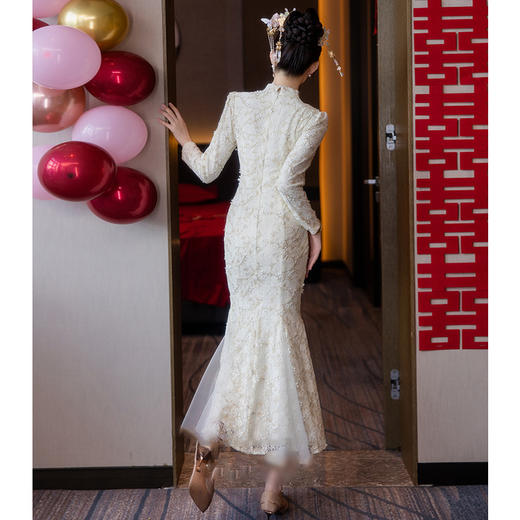 蕾丝敬酒服新娘2025新款新中式旗袍订婚礼服连衣裙平时可穿鱼尾女 商品图4