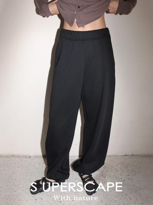 素舶 重磅针织自发热松弛感无侧缝一体式松紧腰束脚运动休闲卫裤 商品图4