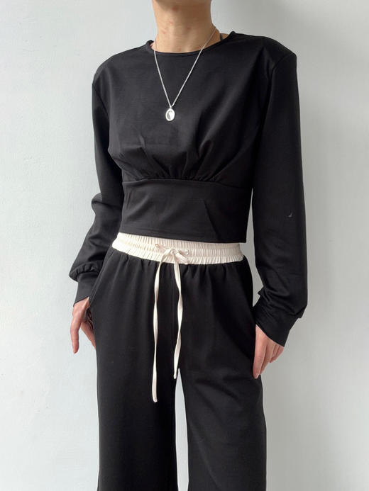 SIJIA｜AW2550 黑色围巾收腰卫衣 商品图10