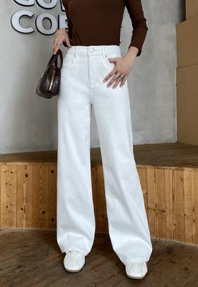 SZ3L23_皓色_裤子_春秋_高腰显瘦水洗直筒阔腿_高级女装_BERNIEELEN 伯妮斯茵