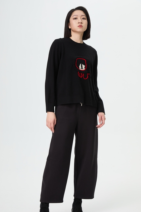 水淼2025冬新款百搭时尚休闲圆领提花柔软毛衣1358