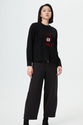 水淼2025冬新款百搭时尚休闲圆领提花柔软毛衣1358