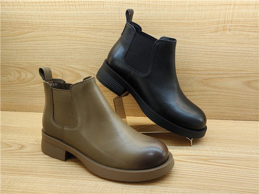 2024豪行冬款专柜正品真皮短靴时尚舒适百搭低跟女单靴24438291 商品图4