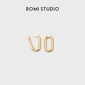 ROMI STUDIO 铜合金耳饰 金色双环耳饰椭圆形复古耳环RWCAP06692