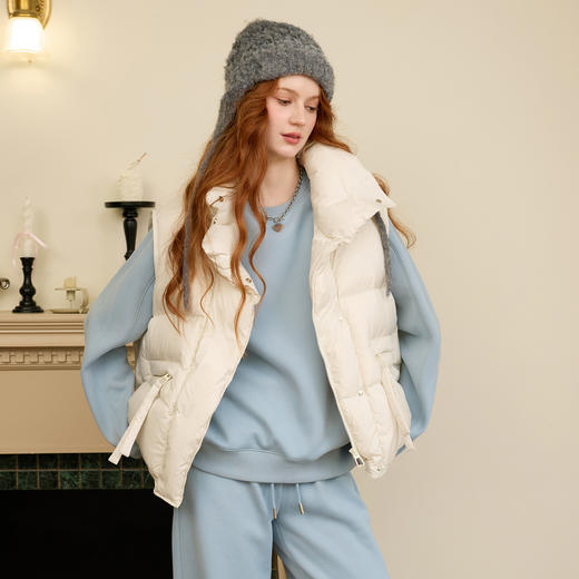 三彩2025冬季新款休闲两件套加绒保暖卫衣长裤直筒裤套装宽松M 商品图1