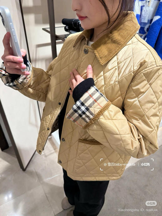 1016-6 渠道圆正 BBR常规版 双贴袋 菱格衍缝 灯芯绒衣领 老钱风 夹克棉服外套 167/138穿XL 商品图14