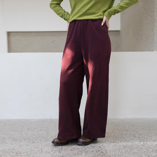 特绽放664朵/漫步裤·加厚棉针织绒感毛圈布全腰松紧直筒拖地卫裤 商品图0