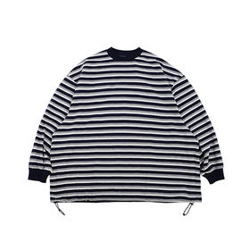 is-ness BALLOON STRIPES 天竺棉条纹宽松廓形长袖气球T恤