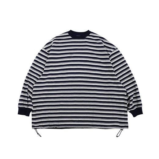is-ness BALLOON STRIPES 天竺棉条纹宽松廓形长袖气球T恤 商品图0