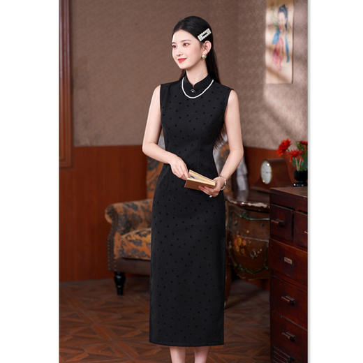 SKY 66991国风新中式无袖旗袍外套披肩两件套复古 商品图3