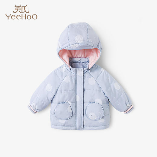 【新会员4折内购】英氏童装儿童外套冬季夹棉连帽大衣女童保暖夹克冬装 商品图0