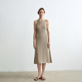 ROMI STUDIO 亚麻和纸纱混纺镂空无袖宽松长款连衣裙 RWCRLG2782
