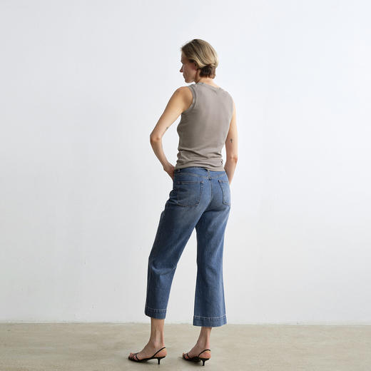 ROMI STUDIO“法式复古”棉质高腰双口袋九分微喇牛仔裤 RWCSXD3470 商品图2