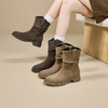 西遇西部牛仔靴女新款秋冬百搭美拉德V口堆堆靴圆头粗跟短靴V2257257 商品缩略图0