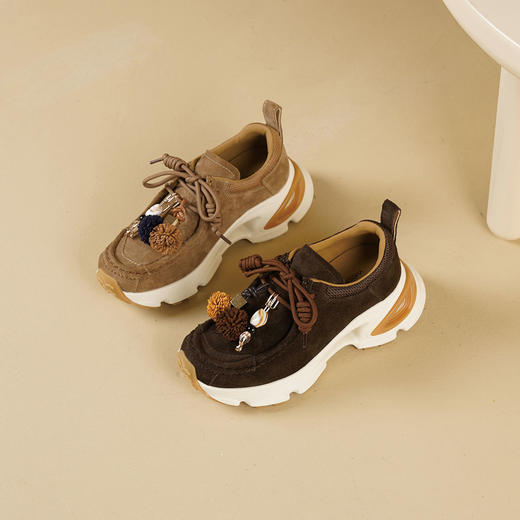 Westory2025年秋季绒面超轻厚底老爹运动鞋袋鼠鞋波西米亚风深口单鞋W25CM76781 商品图0