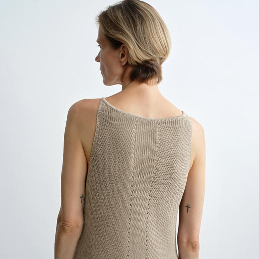 ROMI STUDIO 亚麻和纸纱混纺镂空无袖宽松长款连衣裙 RWCRLG2782 商品图8