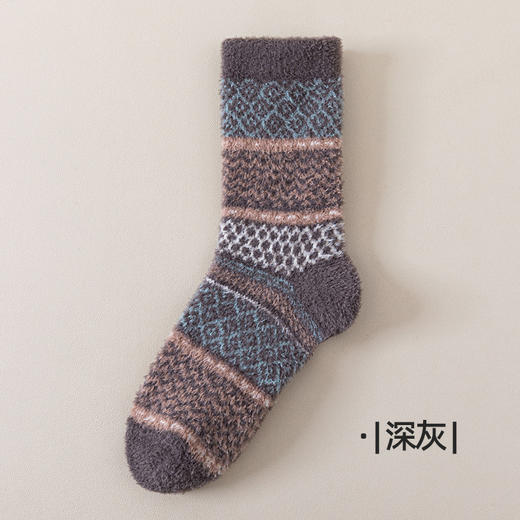 【绒绒的暖暖的！秋冬珊瑚绒袜子】 地板袜男女半边绒睡眠袜 冬季柔软加厚保暖中筒袜 商品图8