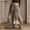 Famecoco范可儿烫金偏光半身裙高级肌理感A字百褶裙FAC8HA027 商品缩略图1