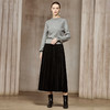Famecoco立体高温压褶A字半身裙遮跨显瘦丝绒百褶裙FAC8HA024 商品缩略图0