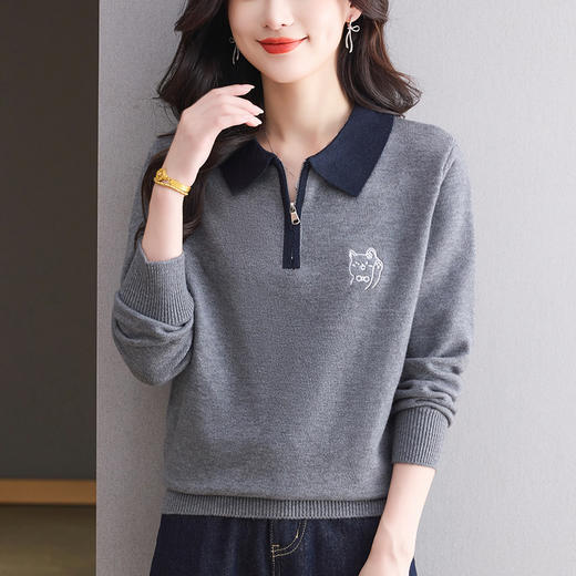 娃娃领针织衫漂亮洋气减龄毛衣，轻奢高级感打底衫显瘦短款CC-27-25177 商品图0