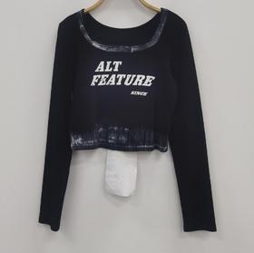 NC U领抹漆印字母长袖T恤50629（黑）秋季253060050321