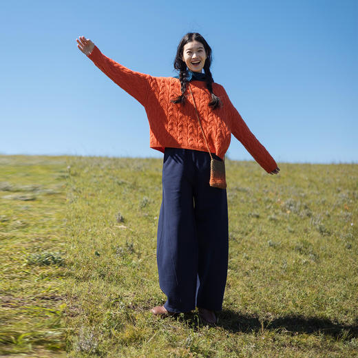 特绽放664朵/漫步裤·加厚棉针织绒感毛圈布全腰松紧直筒拖地卫裤 商品图2