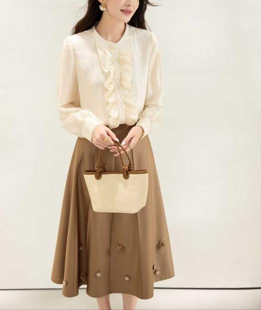 SZ3F52_魏紫色/凝脂色 _衬衫_春秋_长袖灯笼袖木耳边复古温柔气质_高级女装_BERNIEELEN 伯妮斯茵 商品图1