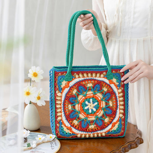 苏苏姐家七彩琳琅拼花包手工DIY钩针编织4股棉毛线团自制材料包 商品图1