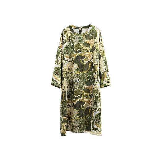 绽放675朵/行走的画布连衣裙·加厚双雨露麻底手绘印花长袖连衣裙 商品图4