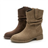 西遇西部牛仔靴女新款秋冬百搭美拉德V口堆堆靴圆头粗跟短靴V2257257 商品缩略图4