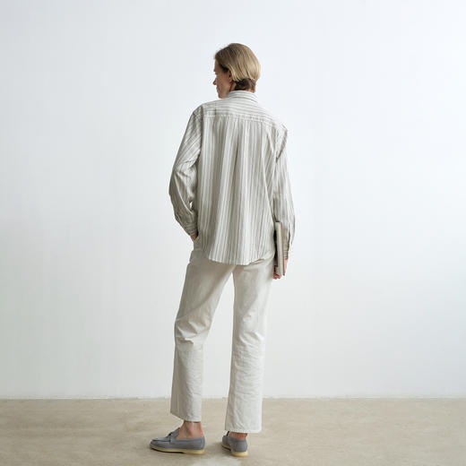 ROMI STUDIO“南法故事”莱赛尔羊毛亚麻混纺撞色条纹衬衣 24SST150 商品图3