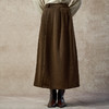 Famecoco新中式改良盘扣显瘦压褶A字毛呢高级感半身裙FAC8HA022 商品缩略图0