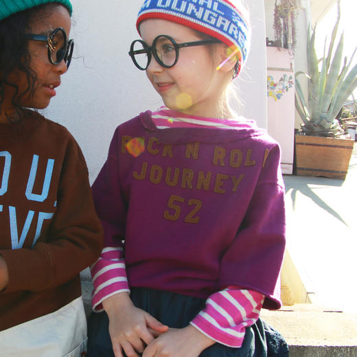 日本DD童装 DENIM DUNGAREE 女童 52 层叠破坏领设计卫衣 商品图2