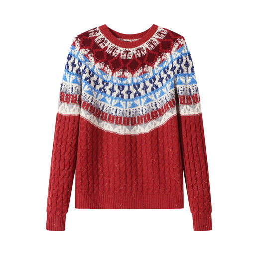 QF 20-1577复古花纹毛衣羊毛减龄小衫 商品图4