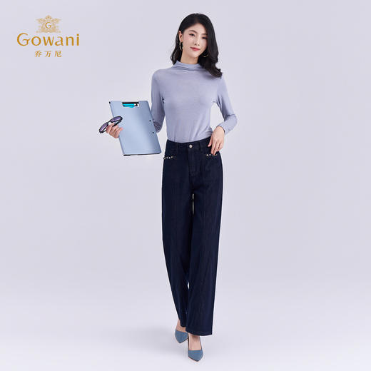 乔万尼新品分割设计包容身材时尚显瘦直筒裤EZ3F170 商品图3