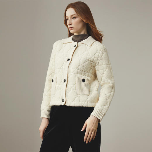 刘一一&COCO ZONE100%羊毛早秋翻领针织外套经典开衫 23C29839 商品图2